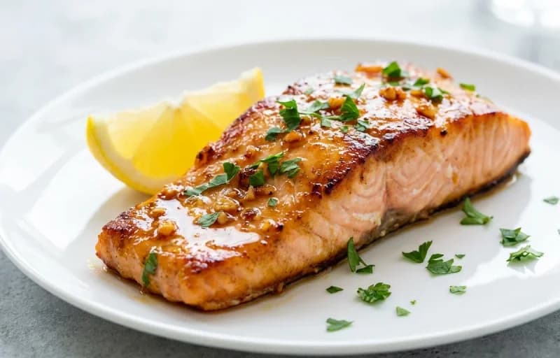 Honey Glazed Salmon, Brown Rice and Steamed Asparagus - Recipe 1