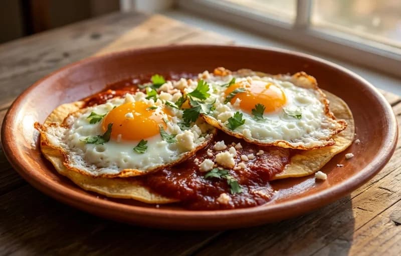 Huevos Rancheros with Red Chile, Pinto Beans and Corn Tortillas - Recipe 1