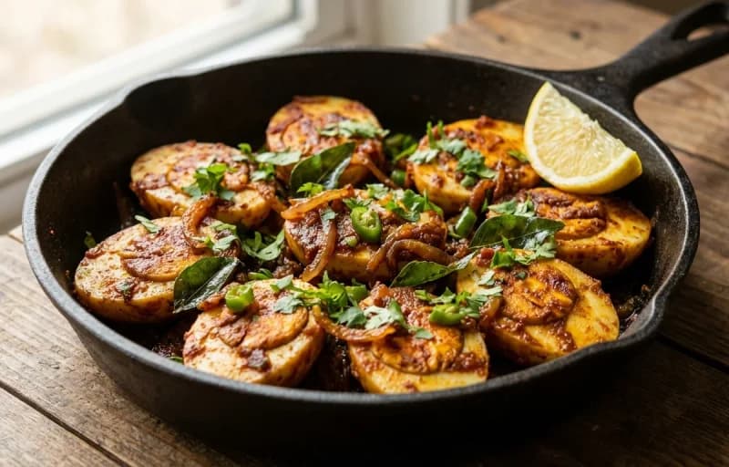 Hyderabadi Egg Fry (Dry), Khatti Dal and Roti - Recipe 1