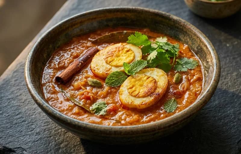 Hyderabadi Egg Masala with Steamed Basmati Rice - Recipe 1