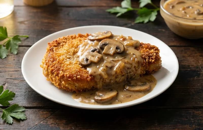 Jagerschnitzel, Spätzle and Sauteed Green Beans with Bacon - Recipe 1