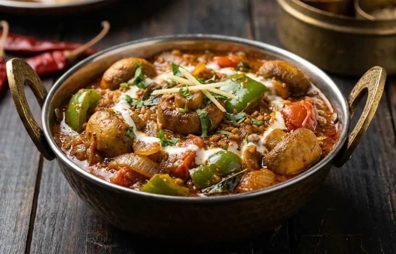 Kadai Mushroom with Tawa Roti - Recipe 1