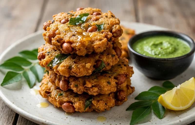 Kadale Baje with Red Chili Garlic Chutney - Recipe 1