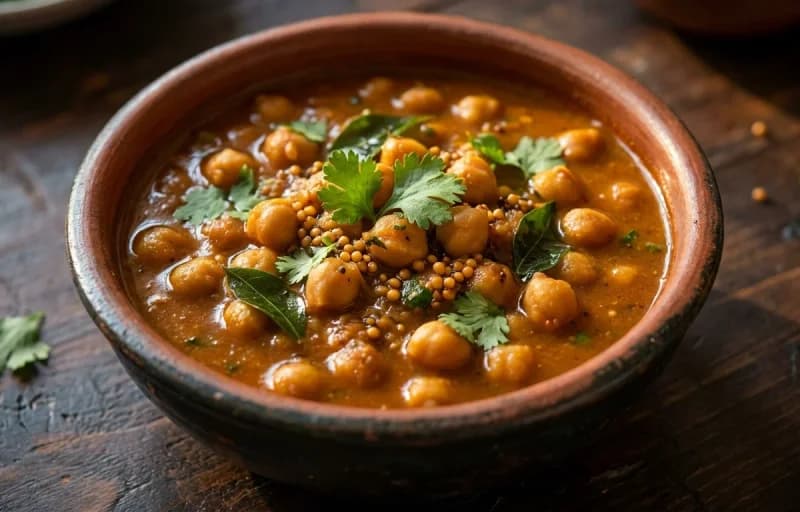 Kadale Kaalu Saaru, Steamed Basmati Rice, Masala Omelette and Urad Dal Papad - Recipe 1