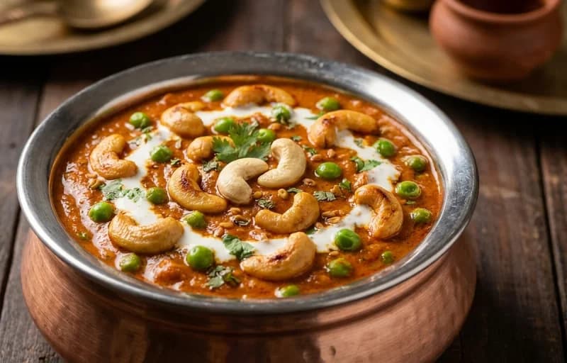 Kaju Matar Masala with Steamed Basmati Rice - Recipe 1