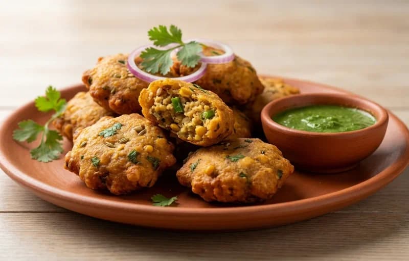 Kalmi Vada with Hari Chutney - Recipe 1