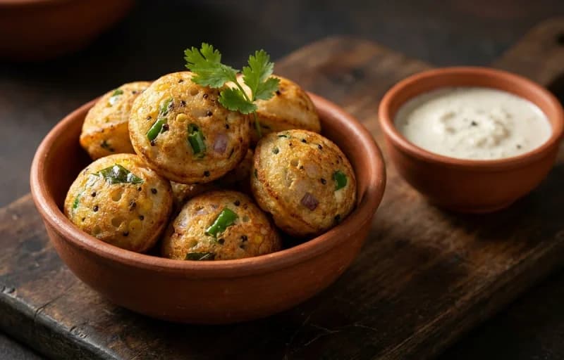 Kara Kuzhi Paniyaram with Tomato Chutney - Recipe 1