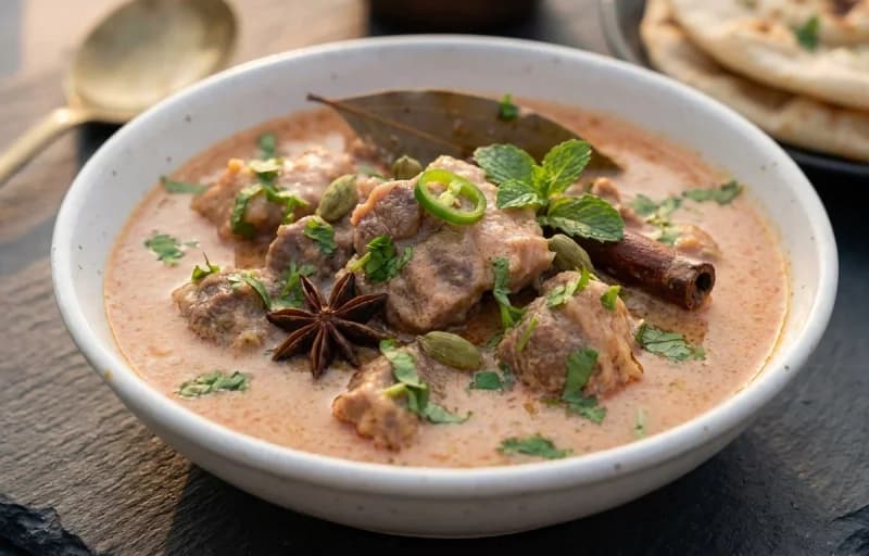 Kashmiri Daniwal Korma, Steamed Basmati Rice and Kachumber Salad - Recipe 1