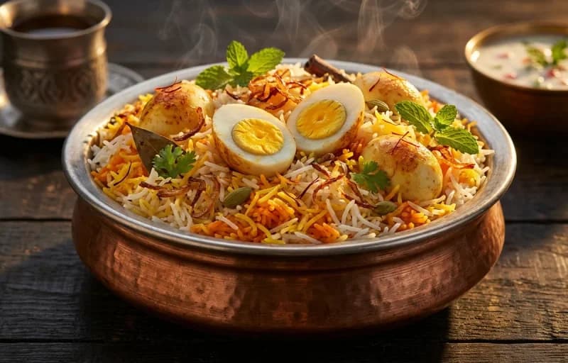 Kashmiri Egg Biryani with Kashmiri Raita - Recipe 1