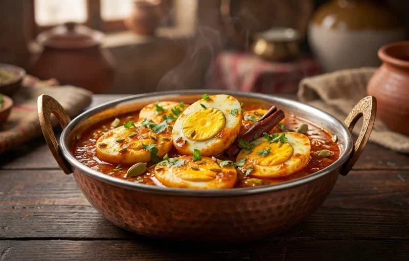 Kashmiri Egg Masala, Lavash Bread and Coriander Mint Chutney - Recipe 1