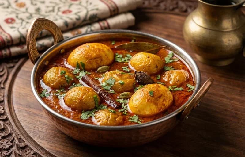 Kashmiri Egg Potato Curry with Kashmiri Girda - Recipe 1