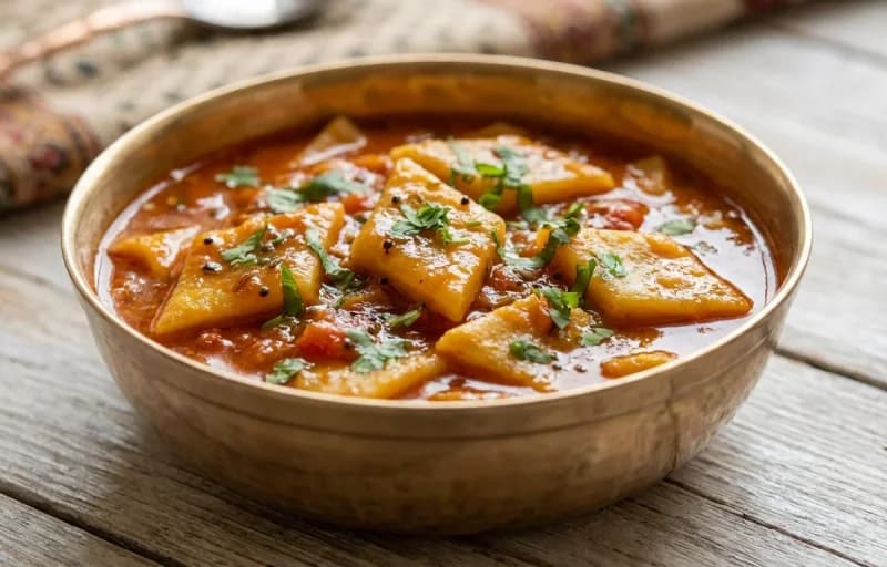 Kathiyawadi Dhokli nu Shaak, Bajra Rotlo and Masala Omelette - Recipe 1