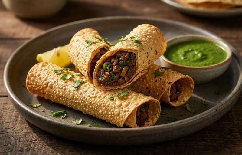 Keema Papad Rolls