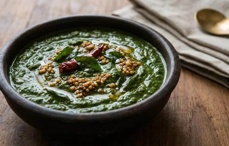 Keerai Masiyal, Steamed Basmati Rice, Tomato Rasam and Yam Varuval - Recipe 1