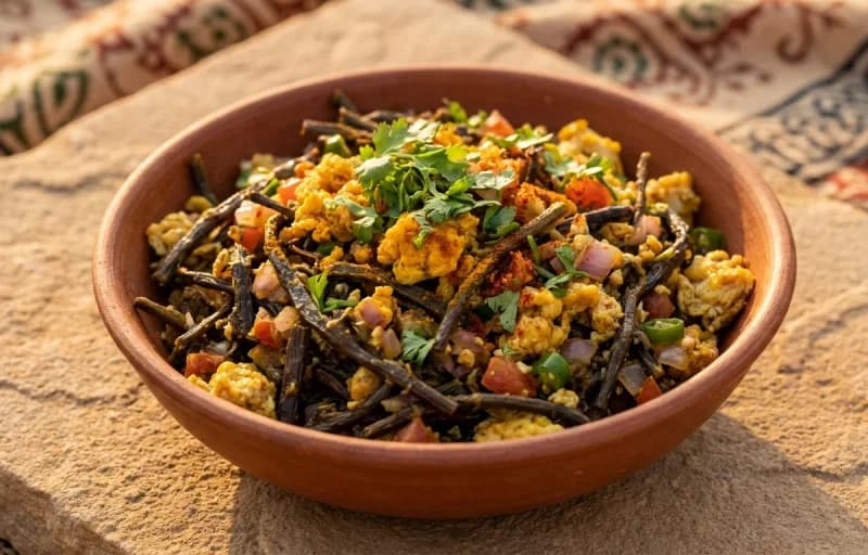 Ker Sangri Anda Bhurji with Bajra Roti - Recipe 1