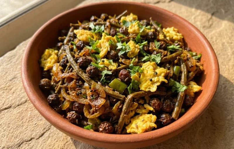 Ker Sangri with Scrambled Egg with Paratha - Recipe 1