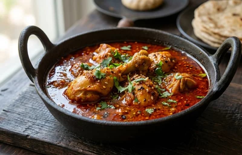 Kolhapuri Chicken Rassa, Jowar Bhakri and Curd - Recipe 1