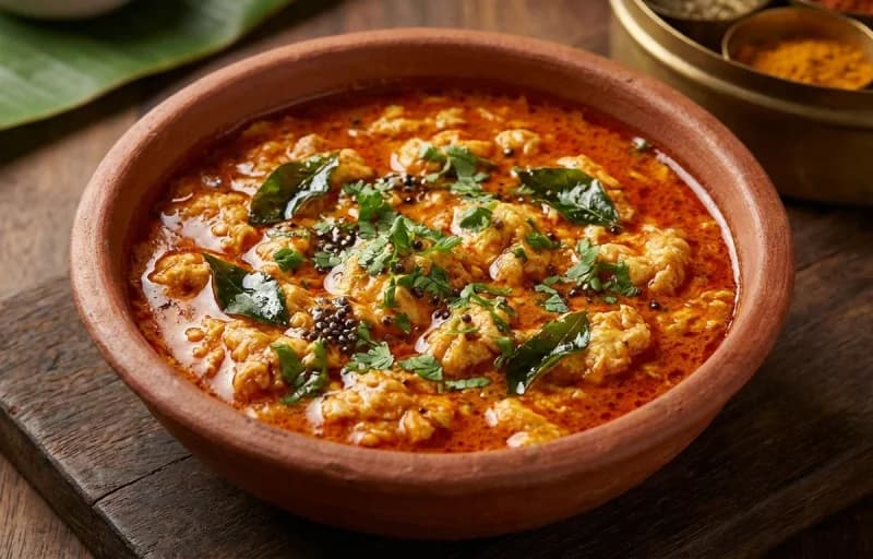 Konkani Egg Drop Curry with Rice Bhakri - Recipe 1