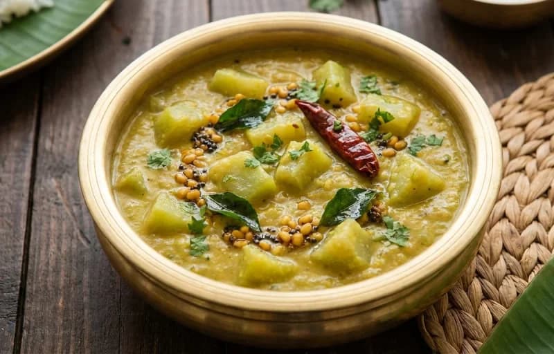 Kootu, Steamed Basmati Rice, Tomato Rasam and Appalam - Recipe 1