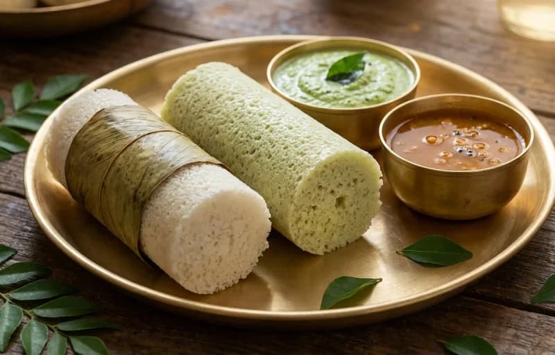 Kotte Kadubu, Vegetable Sambar and Coconut Chutney - Recipe 1