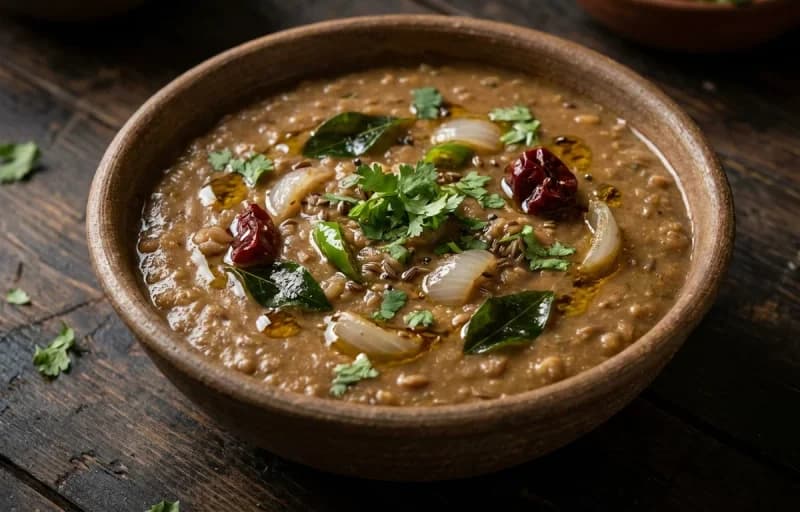 Kulith Pithla with Rice Bhakri - Recipe 1