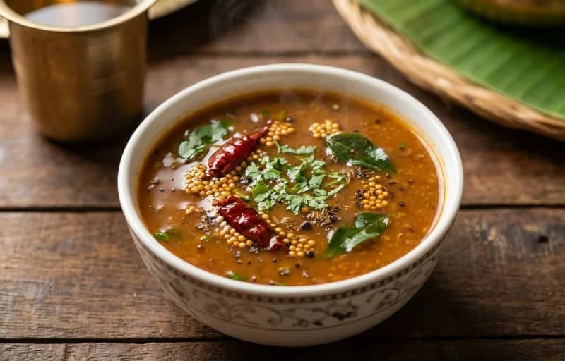 Steamed Basmati Rice, Kulith Saaru, Cabbage Upkari and Appalam - Recipe 2