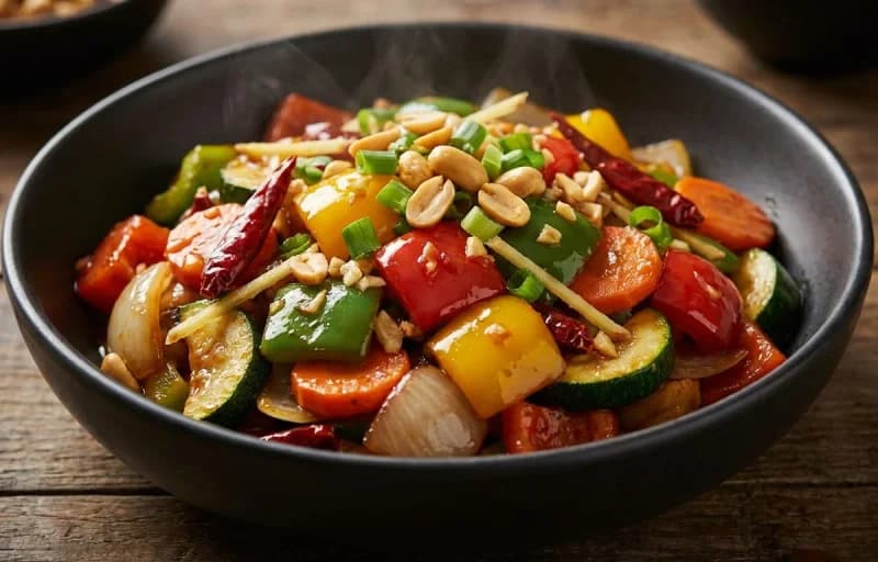 Kung Pao Vegetables with Steamed Basmati Rice - Recipe 1