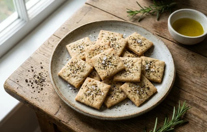 Crackers with Olive Oil and Herb Dip