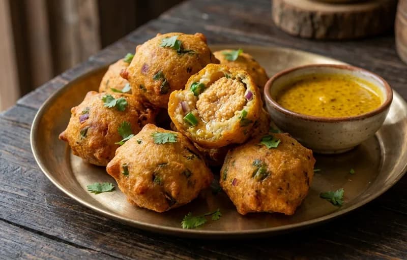 Macher Dimer Bora, Dal Tadka and Steamed Basmati Rice - Recipe 1