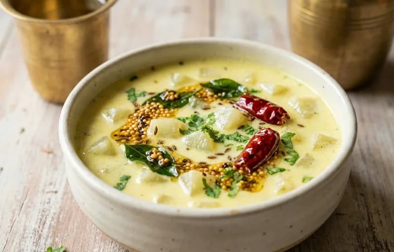 Majjiga Pulusu, Steamed Basmati Rice and Kodi Guddu Porutu - Recipe 1