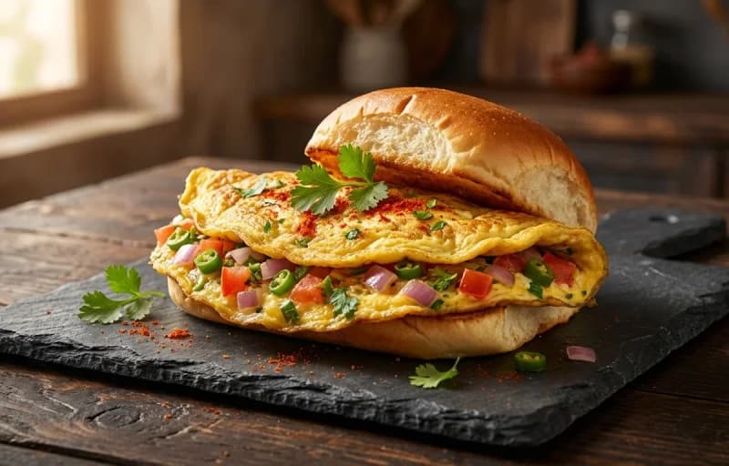 Masala Omelette Pav