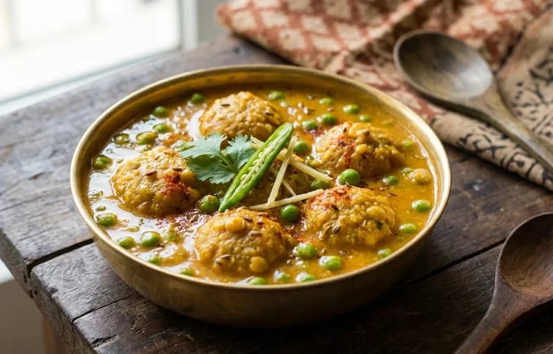 Matar Mangodi Sabzi with Makki di Roti - Recipe 1