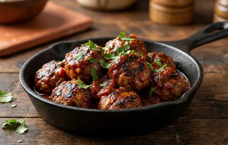 Meatballs in Chipotle Sauce, Steamed Basmati Rice and Steamed Vegetables - Recipe 1