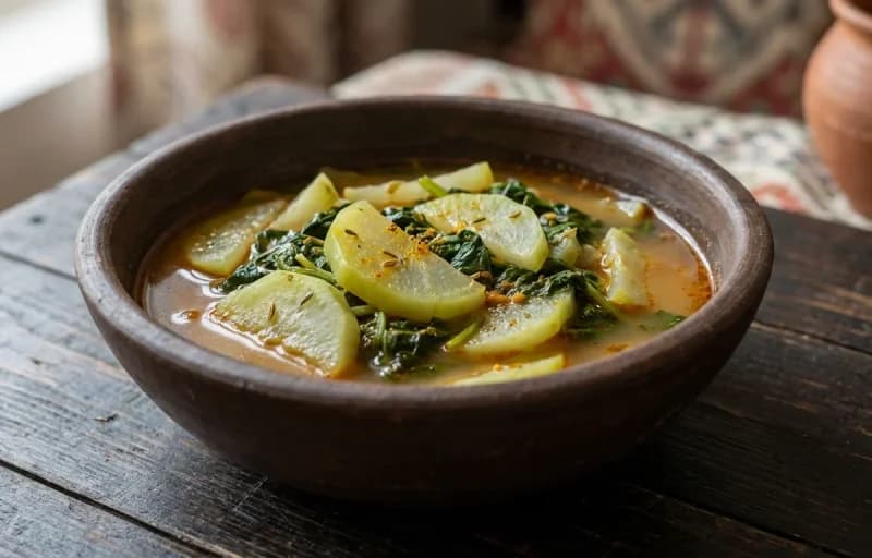 Nadru Palak, Monji Haak and Steamed Basmati Rice - Recipe 2