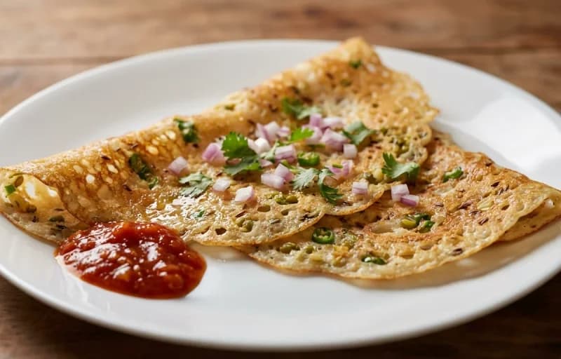 Moong Dal Dosa, Ginger Chutney and Sunny Side Up - Recipe 1