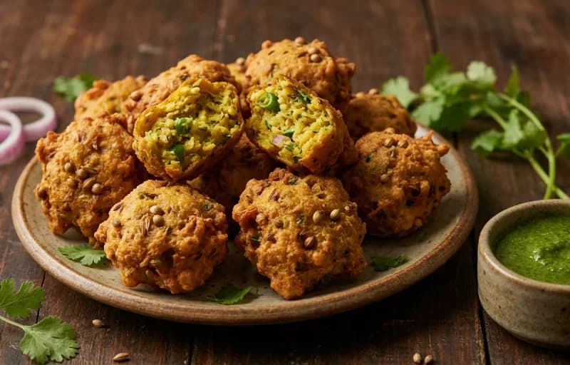 Moong Dal Pakoda with Coriander Mint Chutney - Recipe 1
