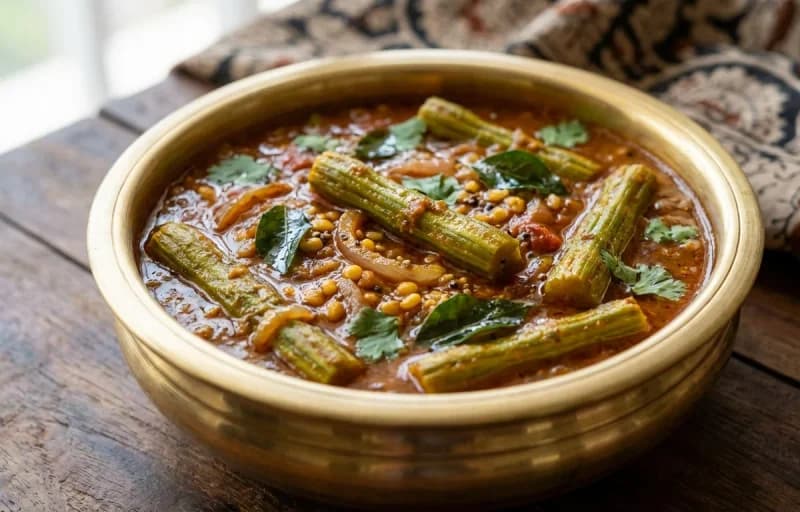 Steamed Rice, Munakkaya Kura and Tomato Pappu - Recipe 2