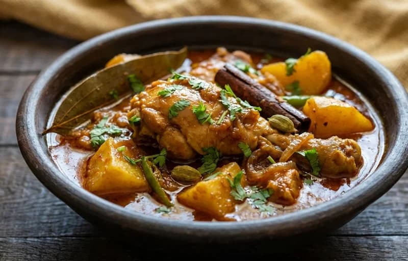 Murgir Mangxor Jul, Roti and Vegetable Bhaji - Recipe 1