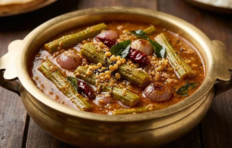 Steamed Basmati Rice, Murungakkai Kuzhambu and Beetroot Poriyal - Recipe 2