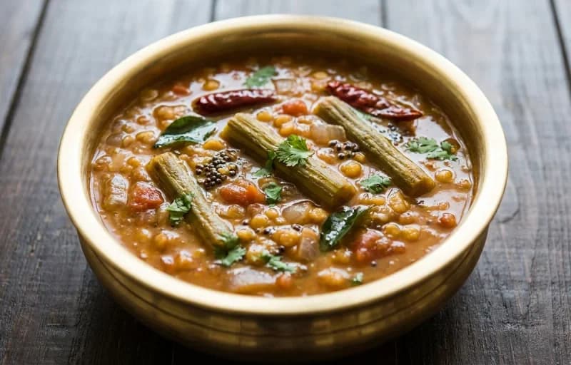 Steamed Basmati Rice, Murungakkai Sambar, Beans Poriyal and Appalam - Recipe 2