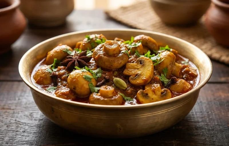 Bihari Arna, Mushroom Kassa and Laccha Pyaaz - Recipe 2