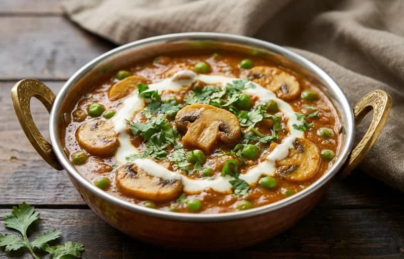 Mushroom Matar Masala with Tawa Paratha - Recipe 1