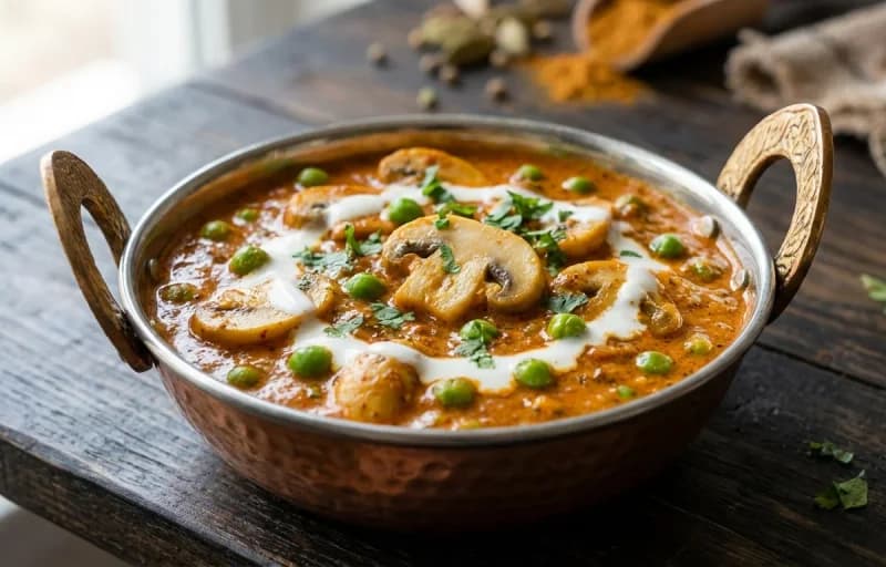 Mushroom Mutter with Jeera Rice - Recipe 1