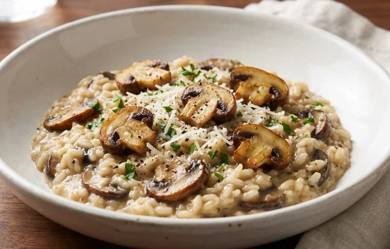 Pan-Seared Scallops, Mushroom Risotto and Sauteed Kale with Garlic - Recipe 2