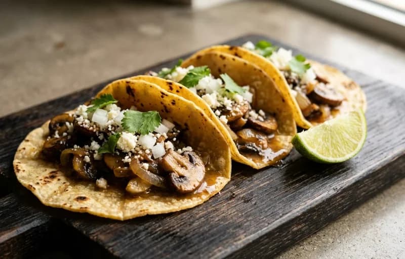 Mushroom Tacos, Queso Fresco and Roasted Salsa Verde - Recipe 1