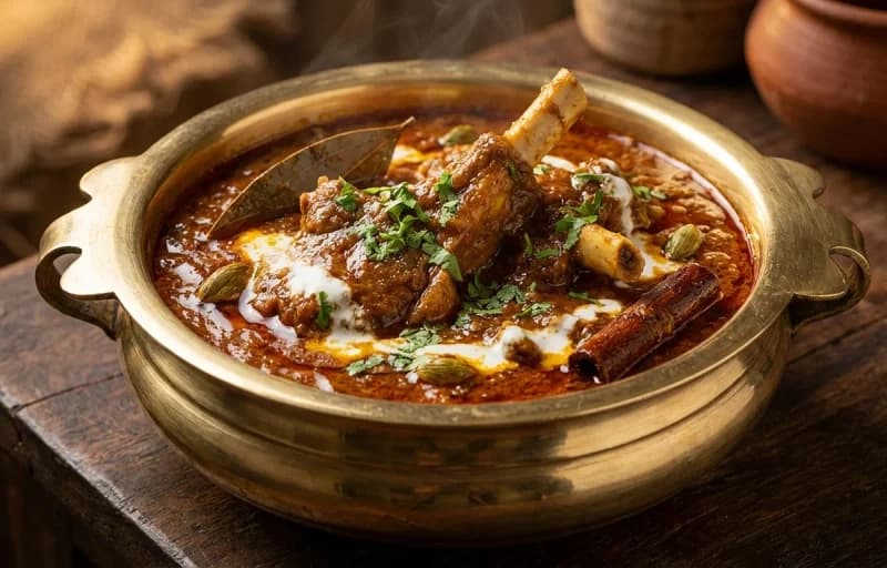 Mutton Chaap Masala, Garlic Naan and Indian Onion Rings - Recipe 1