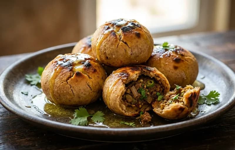 Mutton Litti, Ghee and Baingan Chokha - Recipe 1