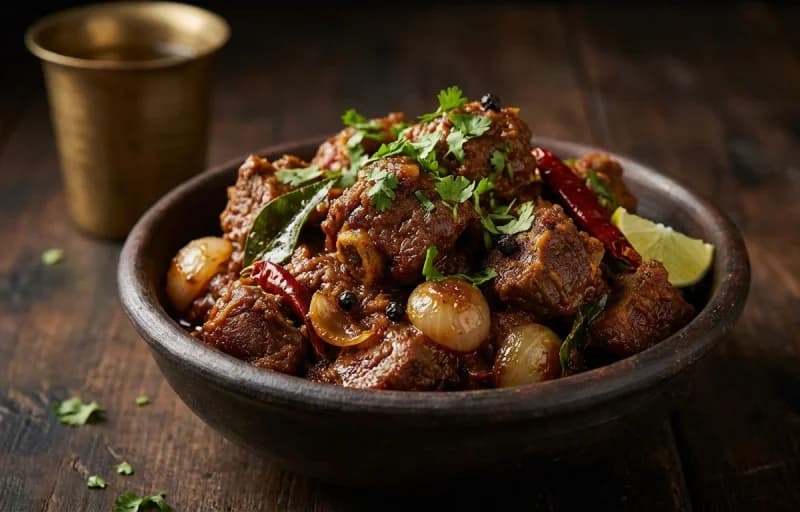 Mutton Sukka, Ghee Rice and Cucumber Raita - Recipe 1