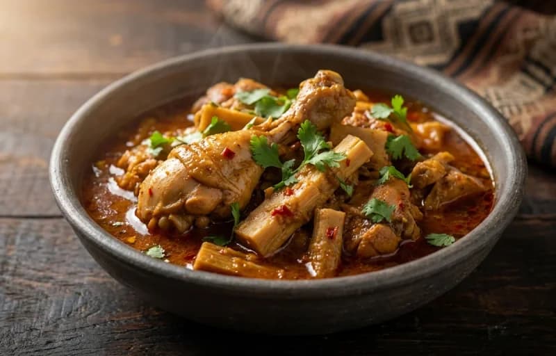 Naga Chicken with Bamboo Shoot, Joha Rice and Xaak Bhaji - Recipe 1