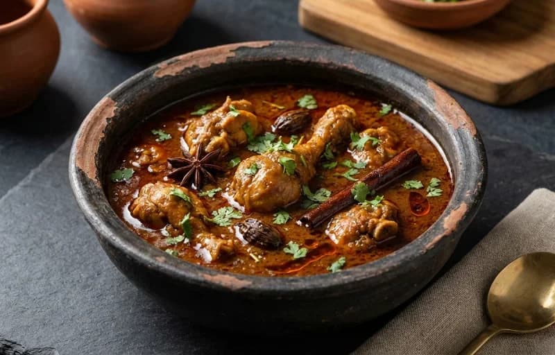 Nagpuri Chicken Saoji, Chapati and Steamed Basmati Rice - Recipe 1